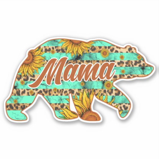 Sticker Mama Bear Tournelle Turquoise (Devant)