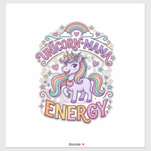 Sticker Mama Licorne Énergie Coloré Design Zazzle_1