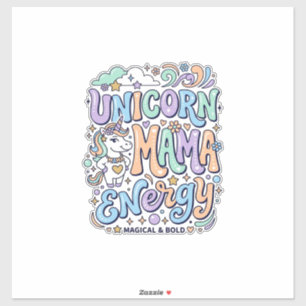 Sticker Mama Licorne Énergie Kawaii Dessin Vectoriel_1