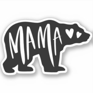 Sticker Mama manuscrite et silhouette de l'ours