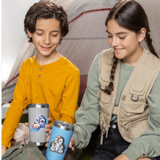 Sticker Mama Penguin et ses enfants