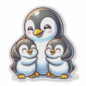Sticker Mama Penguin et ses enfants (Devant)