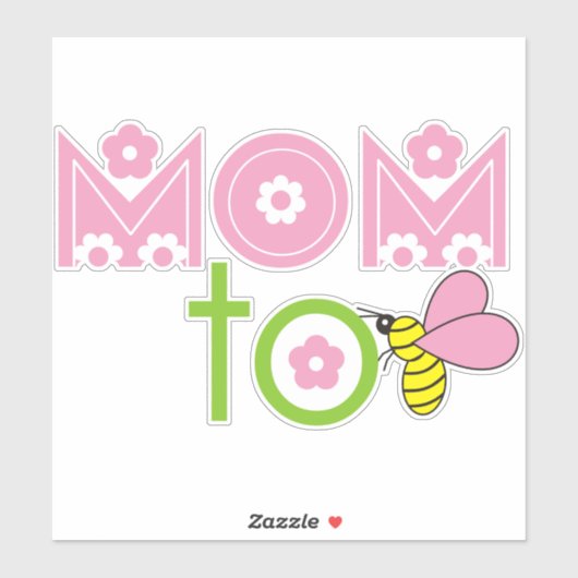 Sticker Maman à être mignon texte rose floral (Feuille)