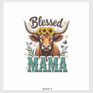 Sticker Maman bénie vintage vache highland tournesol Weste