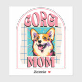 Sticker Maman Chien Corgi Pop Art (Feuille)