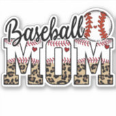 Sticker Maman de baseball typographie léopard (Devant)