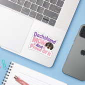 Sticker Maman de teckel et fière de l'être (Ordinateur portable avec iPhone)