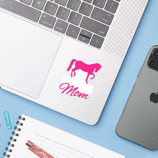 Sticker Maman du cheval (Ordinateur portable avec iPhone)