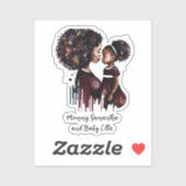 Sticker Maman et fille noire personnalisée (4) (Feuille)