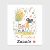 Sticker Maman et les jumeaux à la poussette (Feuille)