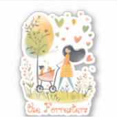 Sticker Maman et les jumeaux à la poussette (Devant)