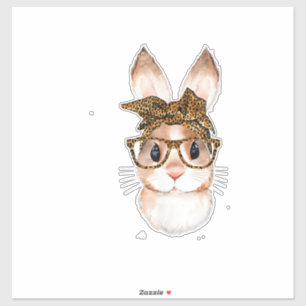 Sticker Maman lapin de Pâques mignon année du léopard de P