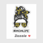 Sticker Maman #momlife fleur de soleil désordonnée (Feuille)