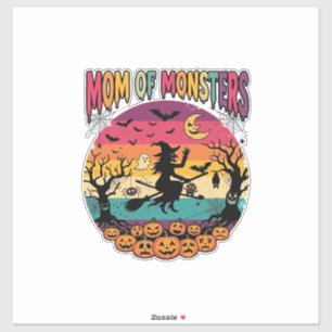 Sticker Maman Monstres Sorcière Halloween Citrouilles Chau