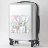 Sticker Maman n Baby adorable Pink Heart Lavender Elephant (Sur valise)