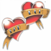 Sticker Maman Papa Red Hearts Tattoo (Devant)