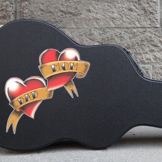 Sticker Maman Papa Red Hearts Tattoo
