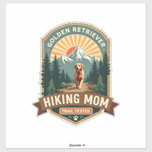 Sticker Maman Randonneuse Golden Retriever Vintage Testée
