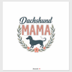 Sticker Maman teckel vintage amoureux des chiens floraux v