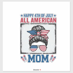 Sticker Maman tout à fait Américaine 4 juillet Vintage con