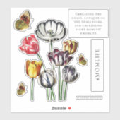 Sticker Maman Vie Florale Papillon (Feuille)