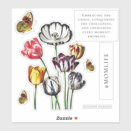 Sticker Maman Vie Florale Papillon (Feuille)