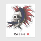 Sticker Mamba Vénomous Serpent Crâne Rouge Mohawk (Feuille)