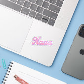 Sticker Mamie Rose Cursive Grand-mère Mamie (Ordinateur portable avec iPhone)