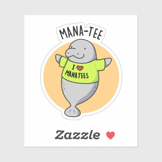 Sticker Manatee Funny Animal Pun (Feuille)