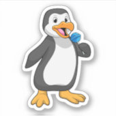 Sticker Manchot avec bonbons sucette (Devant)