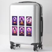 Sticker Manchot Emo Violet Halloween avec des amis 2 (Sur valise)