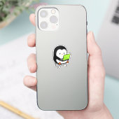 Sticker Manchot programmeur travaillant dur sur ordinateur (Téléphone)