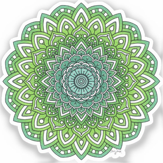Sticker Mandala à fleurs vertes (Recto)