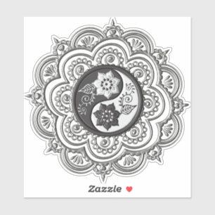 Sticker Mandala argent et noir