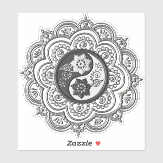 Sticker Mandala argent et noir (Feuille)