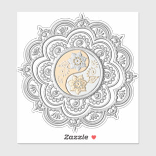 Sticker Mandala argent et or