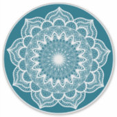 Sticker Mandala blanc sur fond bleu (Devant)
