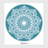 Sticker Mandala blanc sur fond bleu (Feuille)