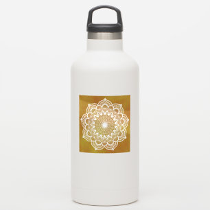 Sticker Mandala blanc sur fond doré