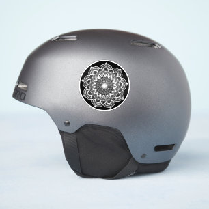 Sticker Mandala blanc sur fond noir