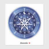 Sticker Mandala bleu et blanc symbole de protection vinyle (Feuille)