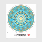 Sticker Mandala bleu or (Feuille)