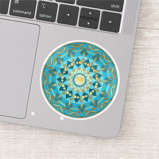 Sticker Mandala bleu or (Détail)