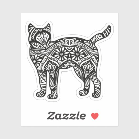 Sticker Mandala Cat Art Standing (Feuille)