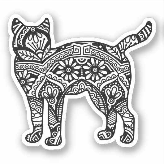 Sticker Mandala Cat Art Standing (Devant)