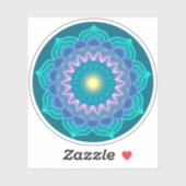 Sticker Mandala Coloré sur Fond Bleu (Feuille)