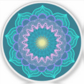 Sticker Mandala Coloré sur Fond Bleu (Devant)