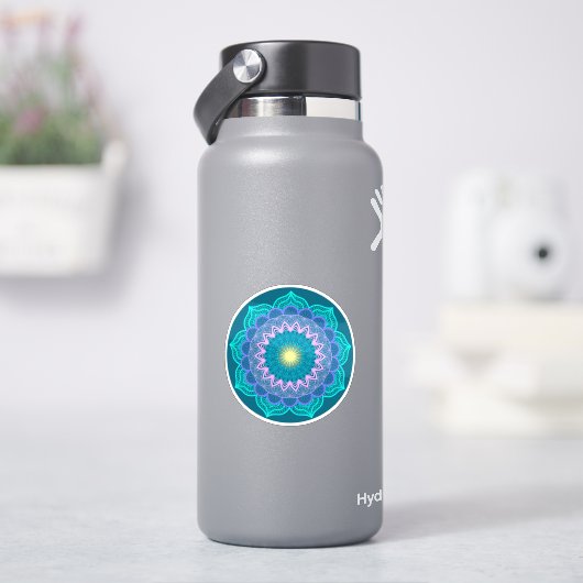 Sticker Mandala Coloré sur Fond Bleu (HydroFlask)