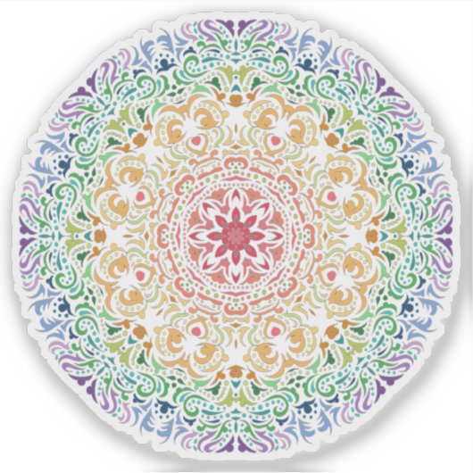 Sticker Mandala de couleur arc-en-ciel (Devant)