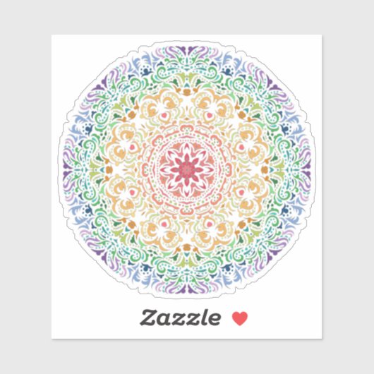 Sticker Mandala de couleur arc-en-ciel (Feuille)